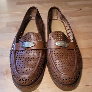 Michael Kors Brown Perforated Leather Loafers